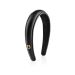 Черна Диадема Black Leather Puffed Headband With Gold Plated Logo Fw22