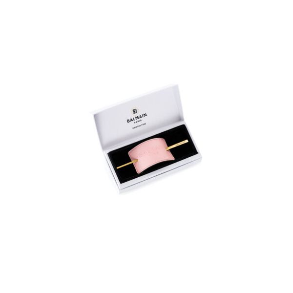 Розова Барета За Коса Balmain Pastel Pink Embossed Hair Barrette SS20