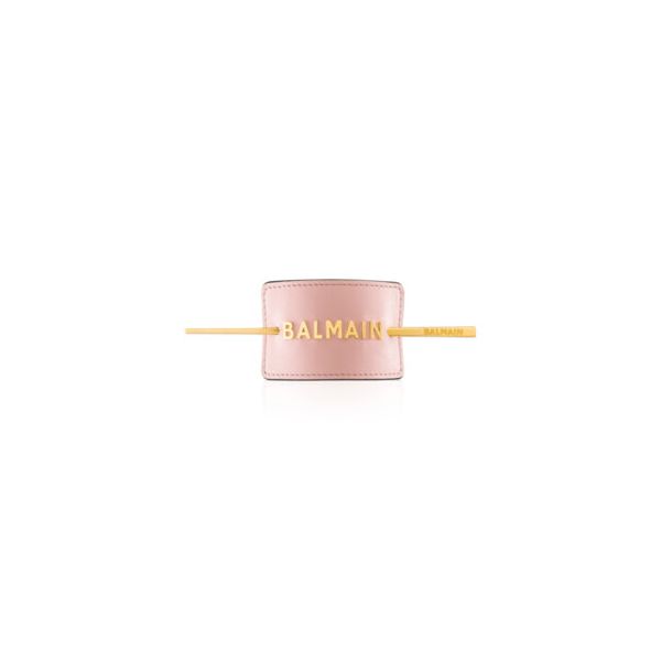 Розова Барета Лого Balmain Pastel Pink Hair Barrette Golden Logo SS20