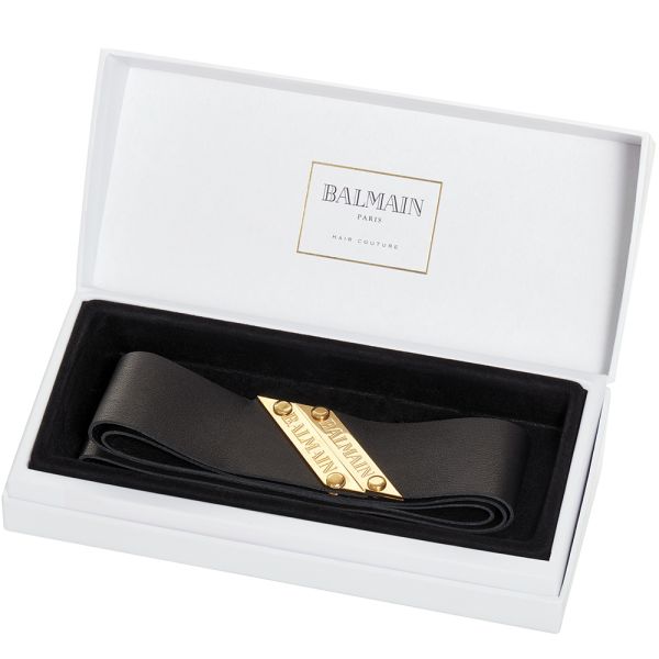 Кожена Черна Лента За Глава / Balmain Leather Headband Black