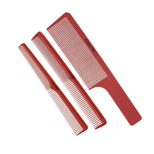 Барбърски Гребени / Babyliss Set Of 3 Red Barber Combs